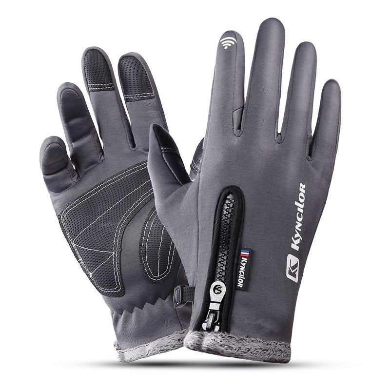 Zipper touch screen cycling gloves