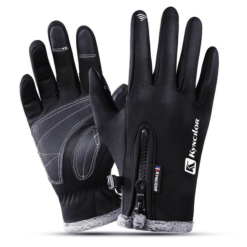 Zipper touch screen cycling gloves