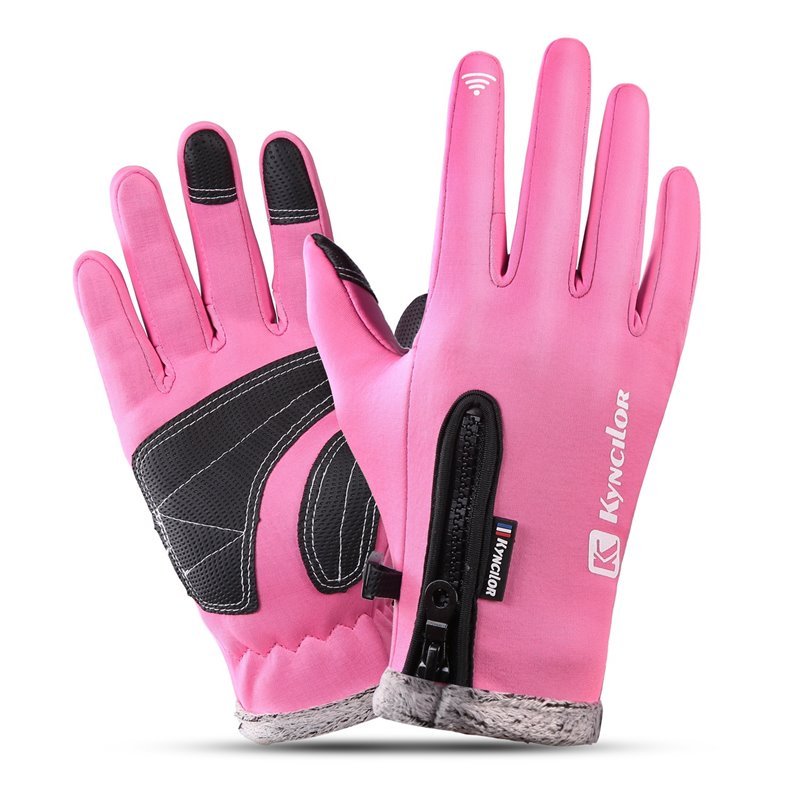 Zipper touch screen cycling gloves