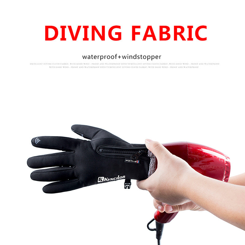 Zipper touch screen cycling gloves