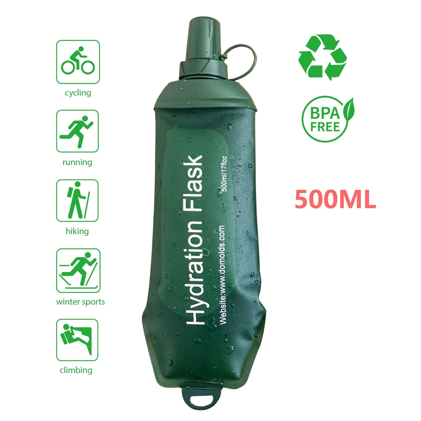 Sports Soft Water Bag Bottle Army Green