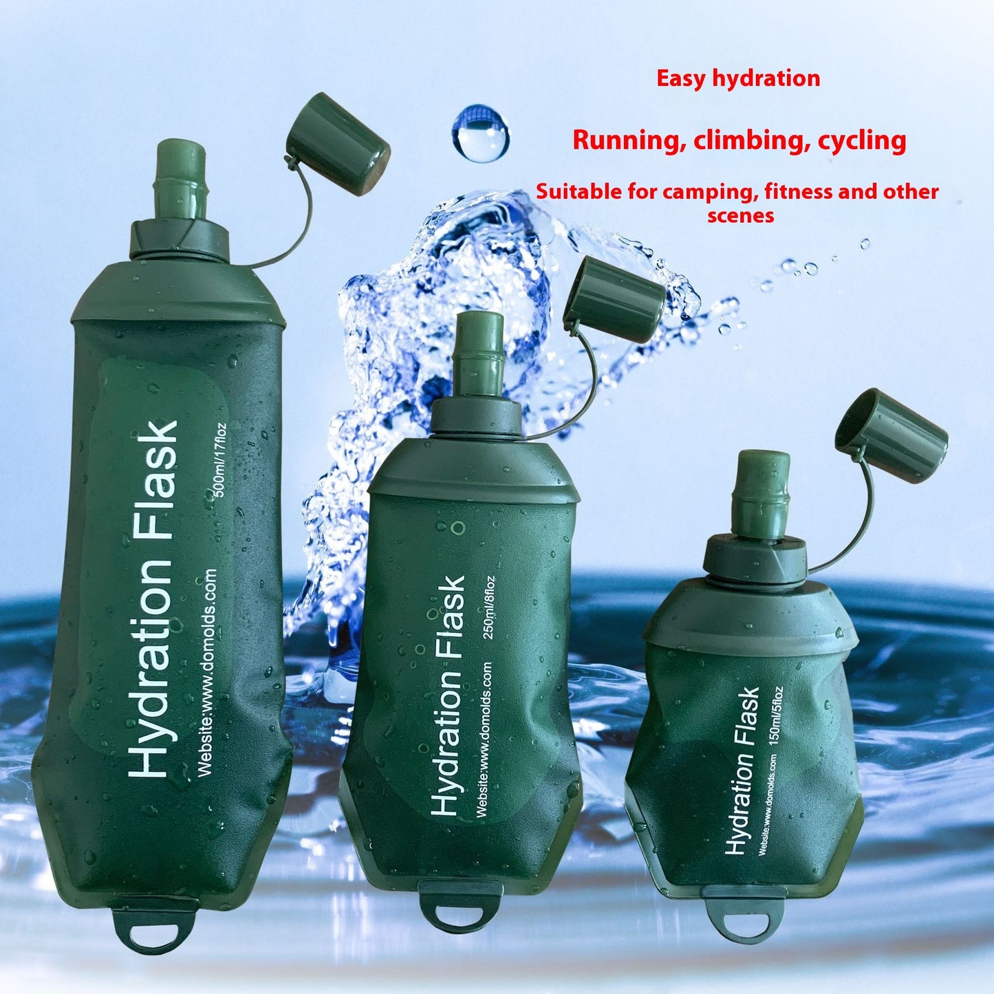 Sports Soft Water Bag Bottle Army Green